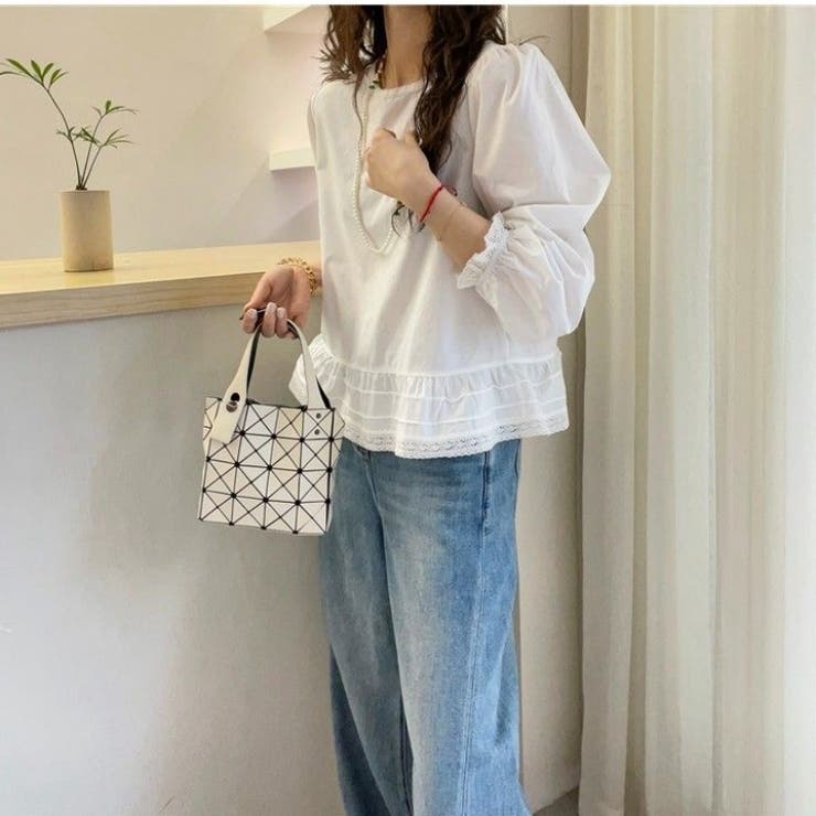 ギンガムチェック レーストリム シャツブラウス | Carpe diem | 詳細画像5 