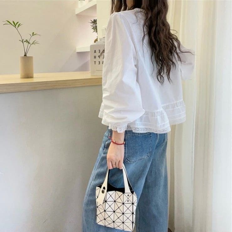 ギンガムチェック レーストリム シャツブラウス | Carpe diem | 詳細画像8 