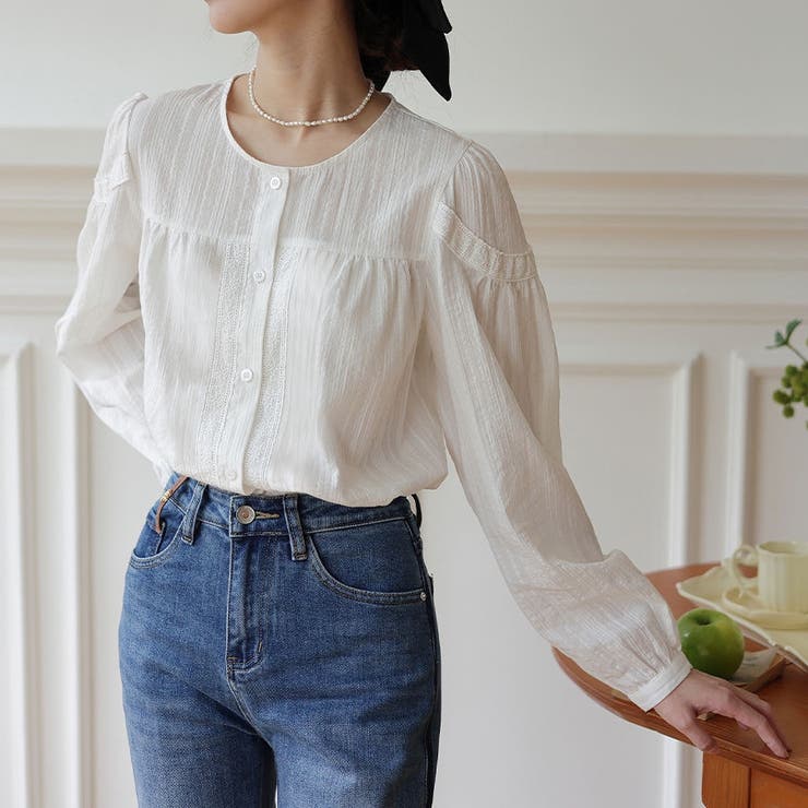 レース長袖 シャツブラウス トップス | Carpe diem | 詳細画像3 