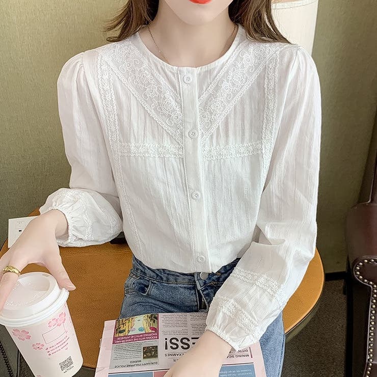 レース長袖 シャツブラウス トップス | Carpe diem | 詳細画像7 