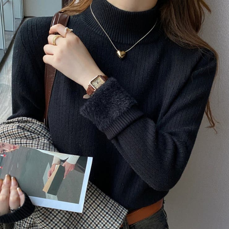 裏起毛ニットトップス 厚手ニット リブニット | Carpe diem | 詳細画像7 