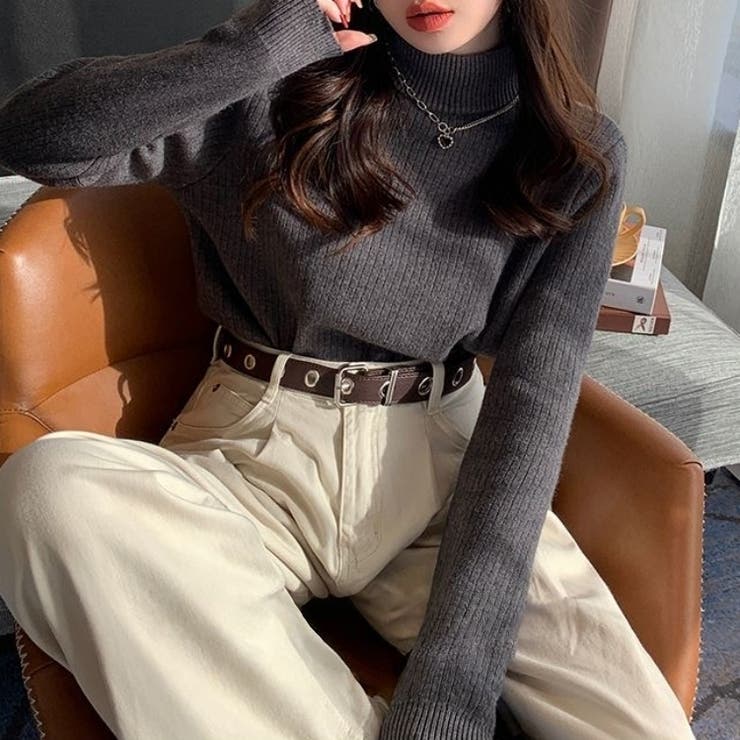 裏起毛ニットトップス 厚手ニット リブニット | Carpe diem | 詳細画像8 