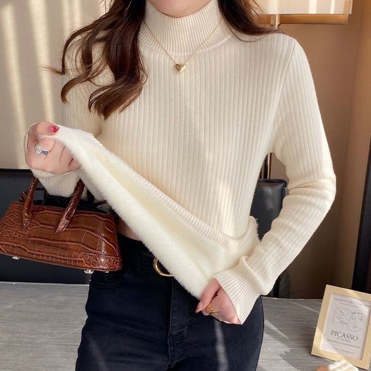 裏起毛ニットトップス 厚手ニット リブニット | Carpe diem | 詳細画像11 