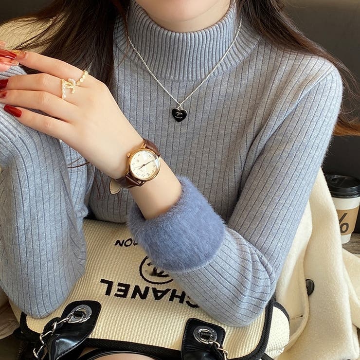 裏起毛ニットトップス 厚手ニット リブニット | Carpe diem | 詳細画像2 