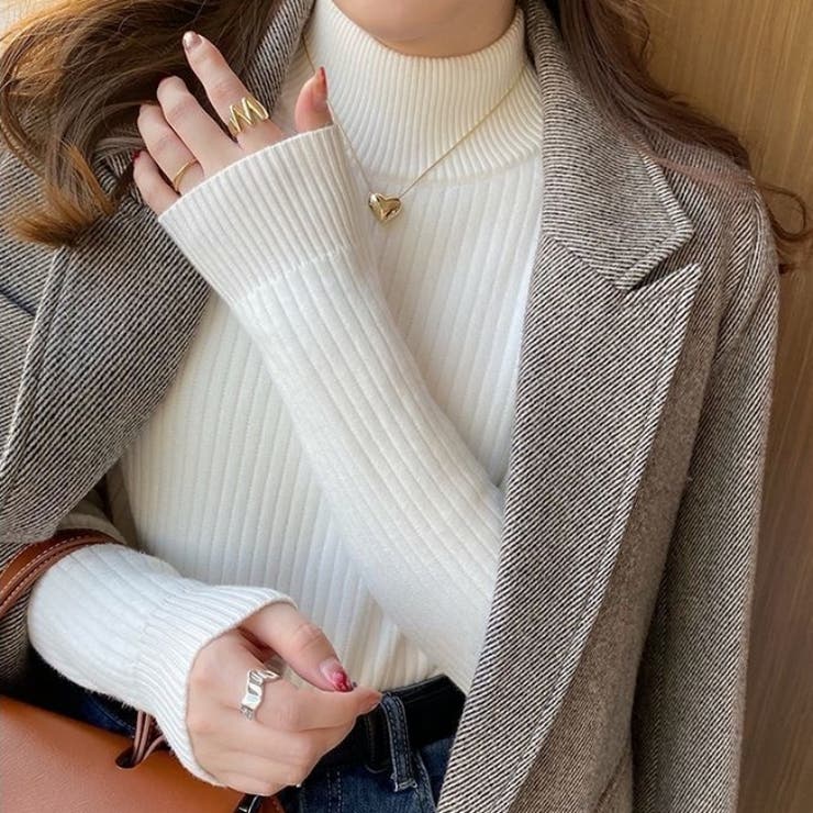 裏起毛ニットトップス 厚手ニット リブニット | Carpe diem | 詳細画像4 