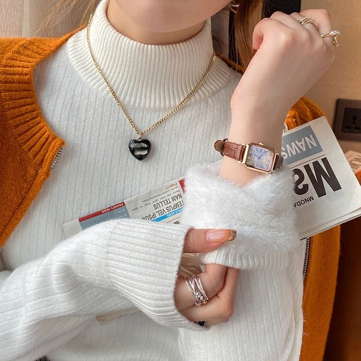 裏起毛ニットトップス 厚手ニット リブニット | Carpe diem | 詳細画像5 