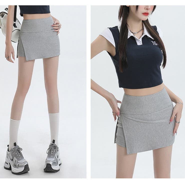 スリット入りキュロットスカート 露出防止 ミニスカート風 | Carpe diem | 詳細画像8 