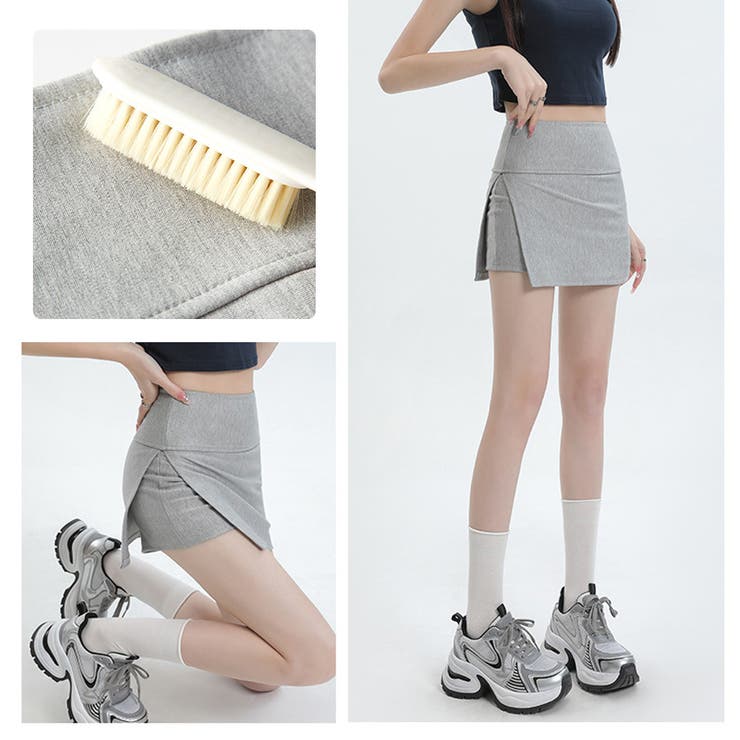 スリット入りキュロットスカート 露出防止 ミニスカート風 | Carpe diem | 詳細画像9 