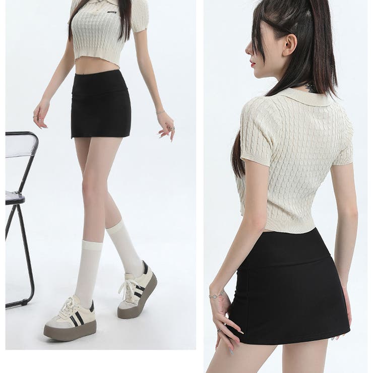 スリット入りキュロットスカート 露出防止 ミニスカート風 | Carpe diem | 詳細画像4 