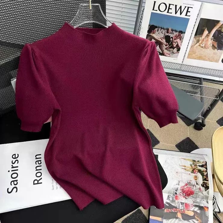 ラズベリーローズ | サマーニット トップス パフショルダーニット | Carpe diem