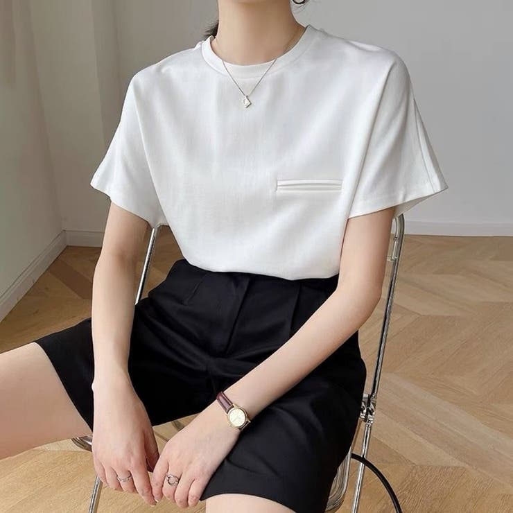 無地Tシャツポケット フェイクポケット付きTシャツ バックライン | Carpe diem | 詳細画像2 