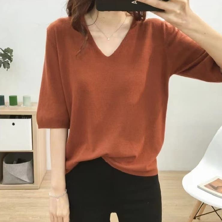 キャラメル | ニットトップス 半袖 サマーニット半袖 | Carpe diem