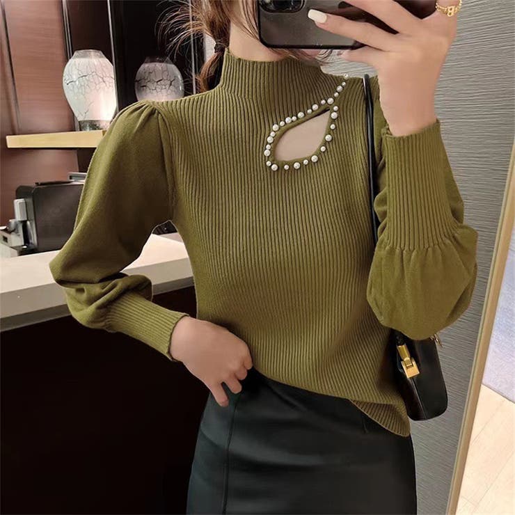 ニット長袖 パール付き パフスリーブニット | Carpe diem | 詳細画像6 