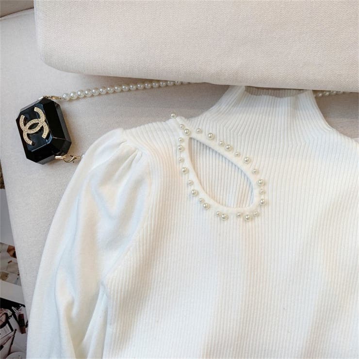 ニット長袖 パール付き パフスリーブニット | Carpe diem | 詳細画像9 