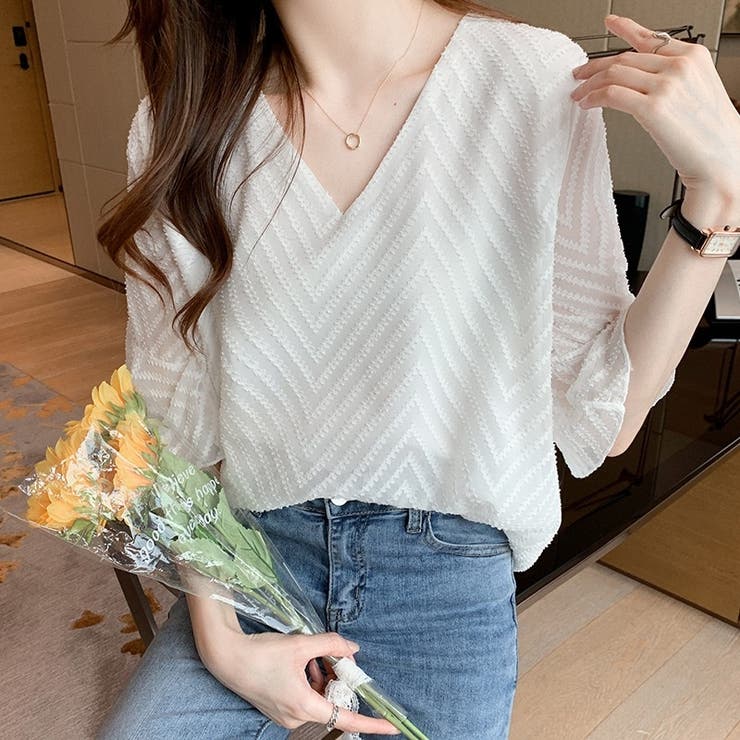 レディース Vネック ブラウス | Carpe diem | 詳細画像1 