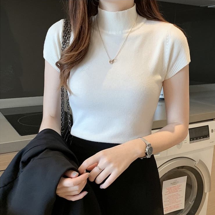 リブニットトップス シンプルニット セーター | Carpe diem | 詳細画像4 