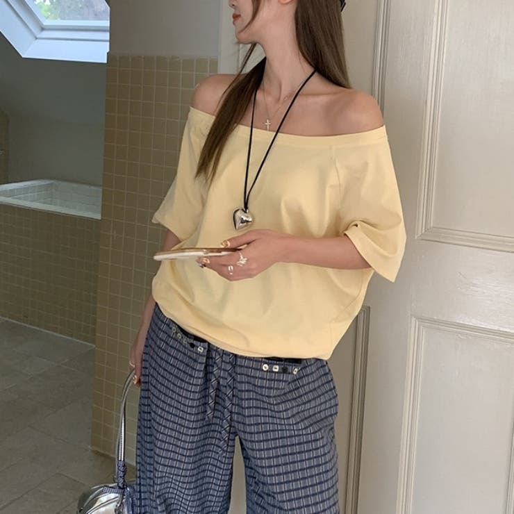 オフショルダー風半袖 ドロップショルダーTシャツ トップス | Carpe diem | 詳細画像17 