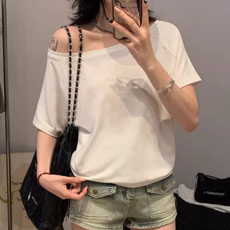 オフショルダー風半袖 ドロップショルダーTシャツ トップス | Carpe diem | 詳細画像2 