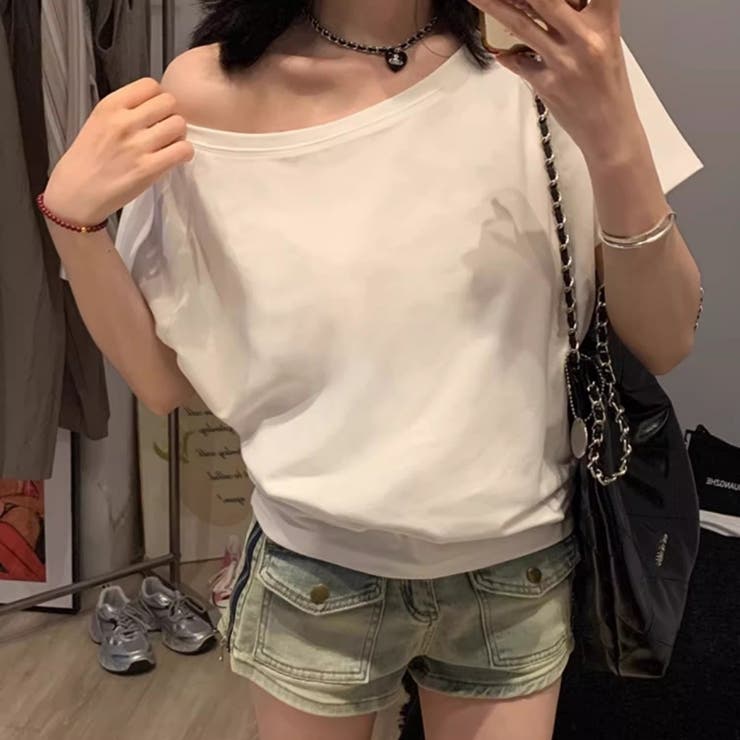 オフショルダー風半袖 ドロップショルダーTシャツ トップス | Carpe diem | 詳細画像3 