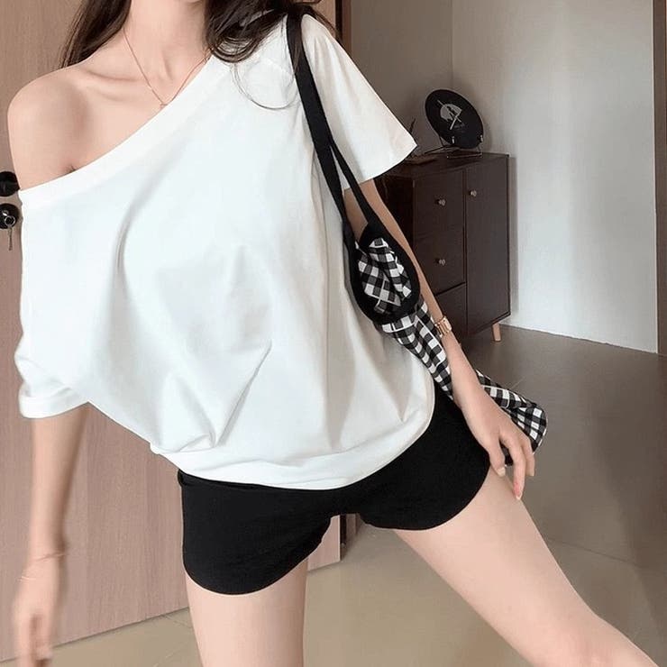 オフショルダー風半袖 ドロップショルダーTシャツ トップス | Carpe diem | 詳細画像4 