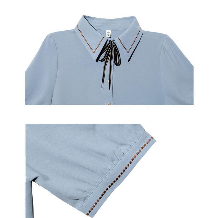 シャツブラウス半袖 ボウタイブラウス 襟付きブラウス | Carpe diem | 詳細画像8 