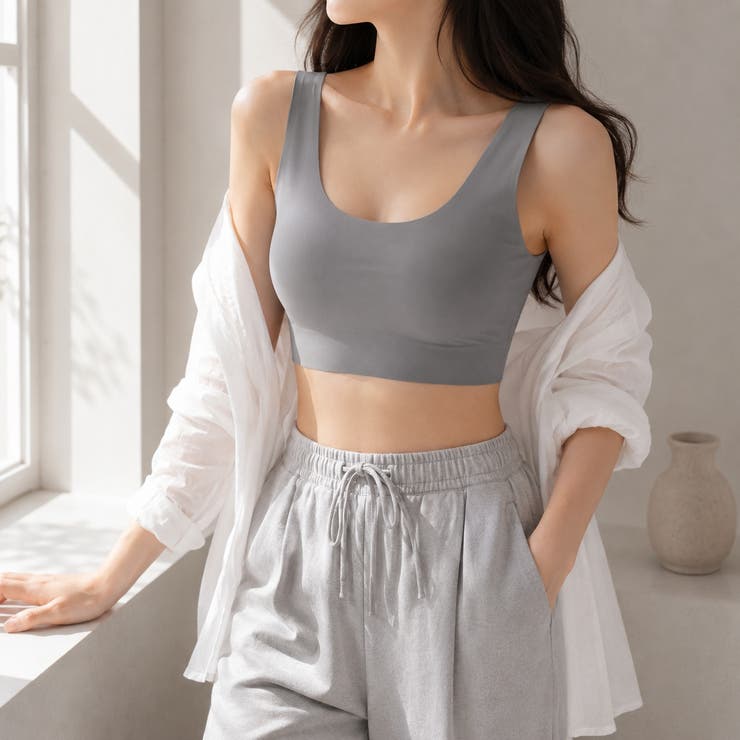 ダークグレー | 極薄シームレスブラ ノンワイヤー ブラトップ | Carpe diem
