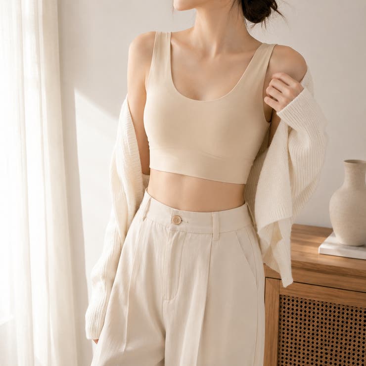 ベージュ | 極薄シームレスブラ ノンワイヤー ブラトップ | Carpe diem