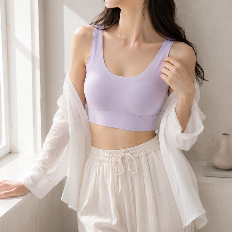 パープル | 極薄シームレスブラ ノンワイヤー ブラトップ | Carpe diem