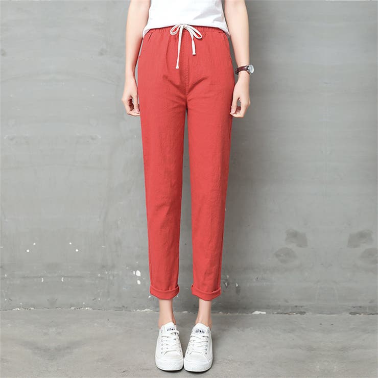 レッド | 綿麻パンツ ロングパンツ ストレートパンツ | Carpe diem