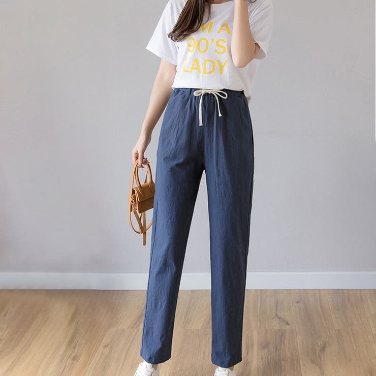 ネイビー | 綿麻パンツ ロングパンツ ストレートパンツ | Carpe diem