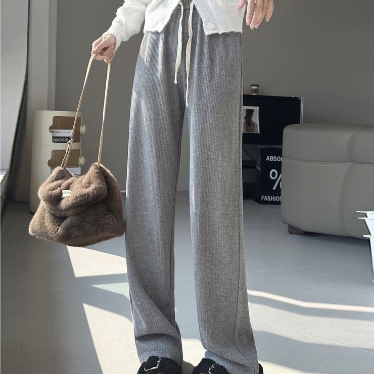 裏起毛 ワイドパンツ リブワイドパンツ | Carpe diem | 詳細画像5 