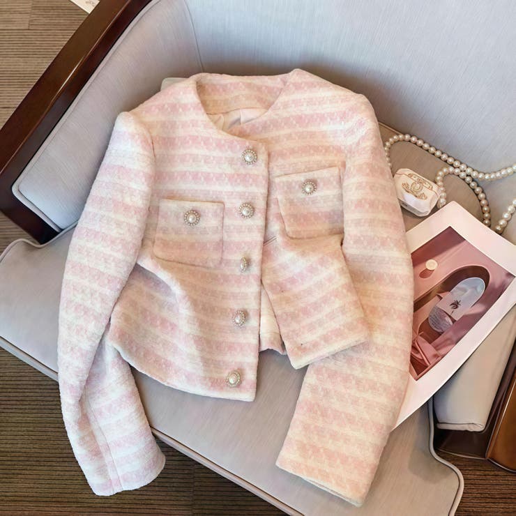 ノーカラー ツイード風 ジャケット | Carpe diem | 詳細画像7 