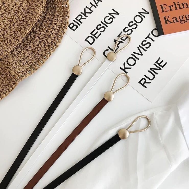 穴なし自由調整 結び目細ベルト レザー調 | Carpe diem | 詳細画像1 