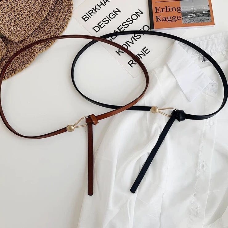 穴なし自由調整 結び目細ベルト レザー調 | Carpe diem | 詳細画像3 