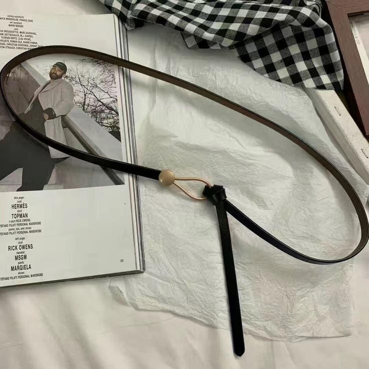 穴なし自由調整 結び目細ベルト レザー調 | Carpe diem | 詳細画像4 