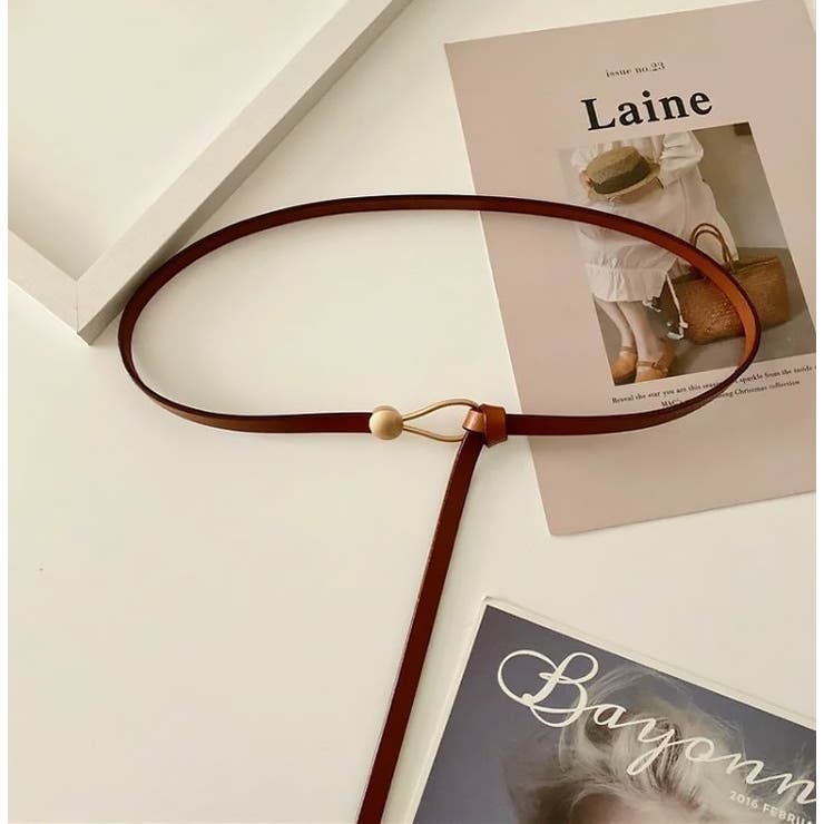 穴なし自由調整 結び目細ベルト レザー調 | Carpe diem | 詳細画像7 