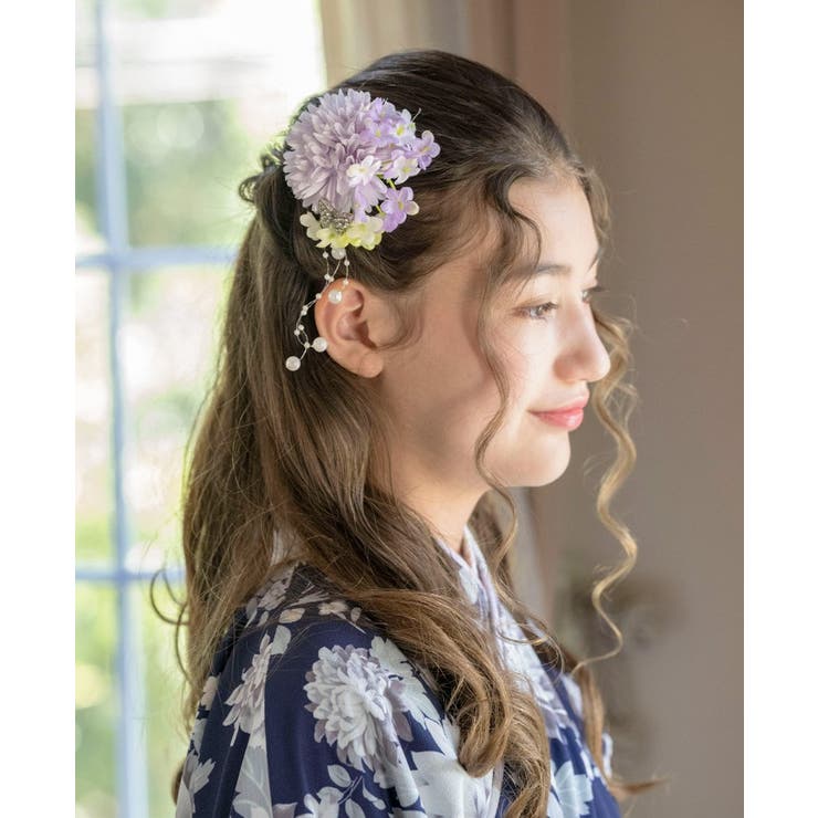 和風髪飾り 蝶とお花のヘアクリップ アクセサリー[品番
