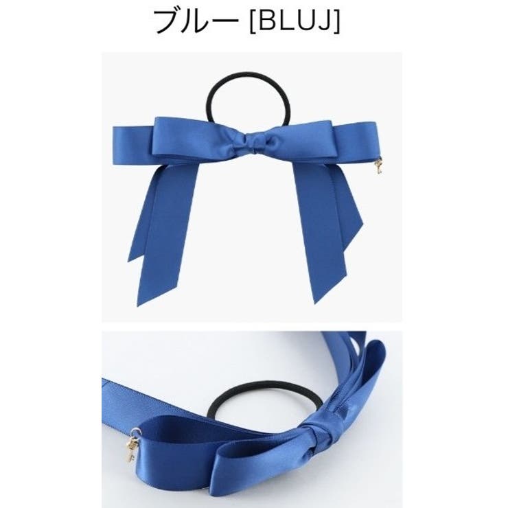 ブルー［BLUJ］ | 秘密の鍵チャーム付きサテンリボンヘアゴム ヘアポニー[ピンク レッド | Catherine Cottage