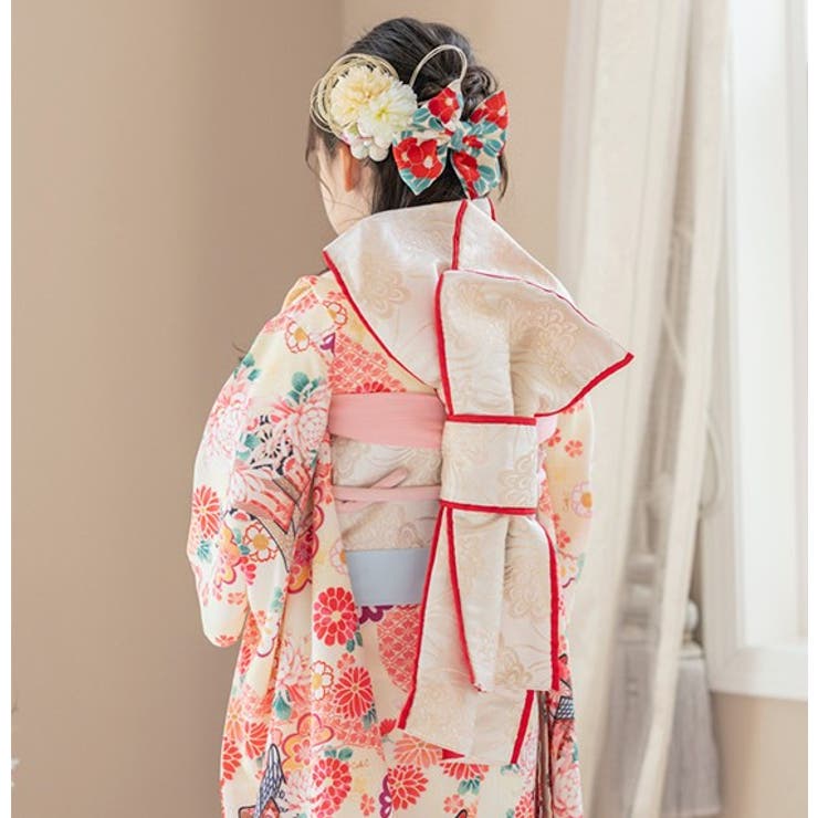 和風髪飾り 椿ハイカラさんリボンクリップ ちりめん着物[品番