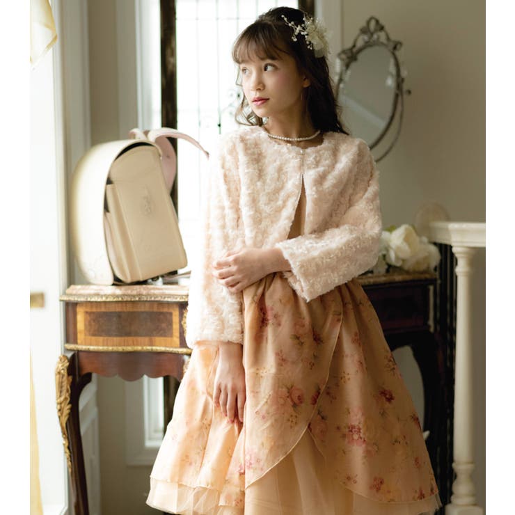 薔薇柄ゴールドオーガンジードレス フォーマル ドレス