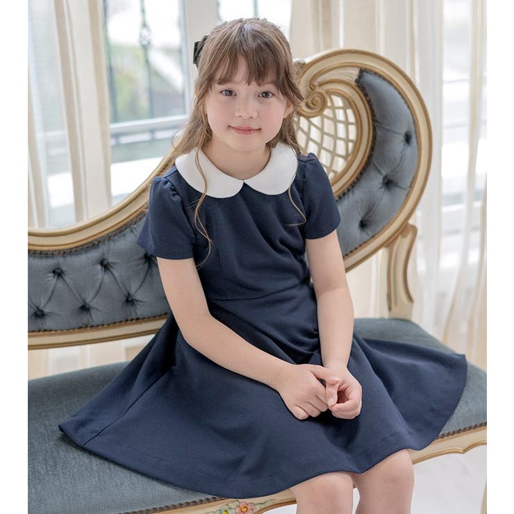 キレイめ白襟ポンチワンピース フォーマル 女の子 きちんとワンピース