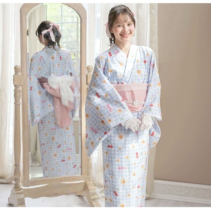 背中ファスナー シワ兵児帯一体型ゆかた 浴衣 | Catherine Cottage | 詳細画像36 