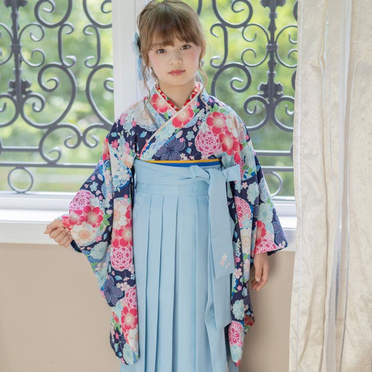 【髪飾りつき】キャサリンコテージ　青系　袴　150 卒業式　きものスリップ付き 袴 | キャサリンコテージ