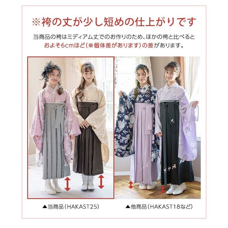 卒業式 袴 花刺繍チュールレース袴セット ミディアム丈 和装