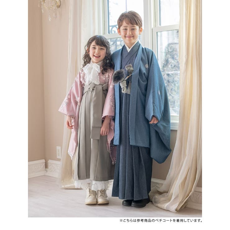 卒業式 花刺繍チュールレース 袴一体型着物ワンピース[品番