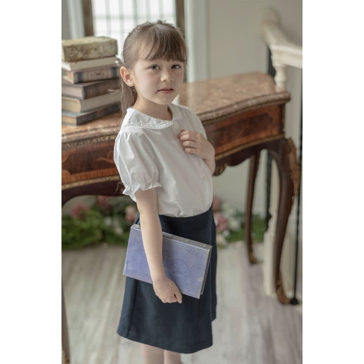 キッズフォーマル 日本製 女の子半袖刺繍ブラウス[品番