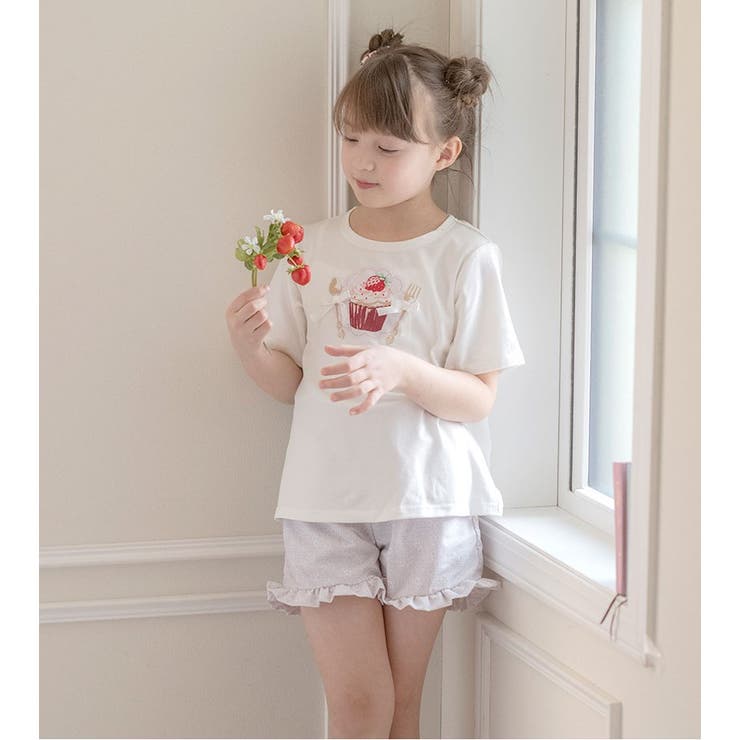 キッズ Tシャツ デコレーションプリント半袖Tシャツ 女の子 無地 白 | Catherine Cottage | 詳細画像27 