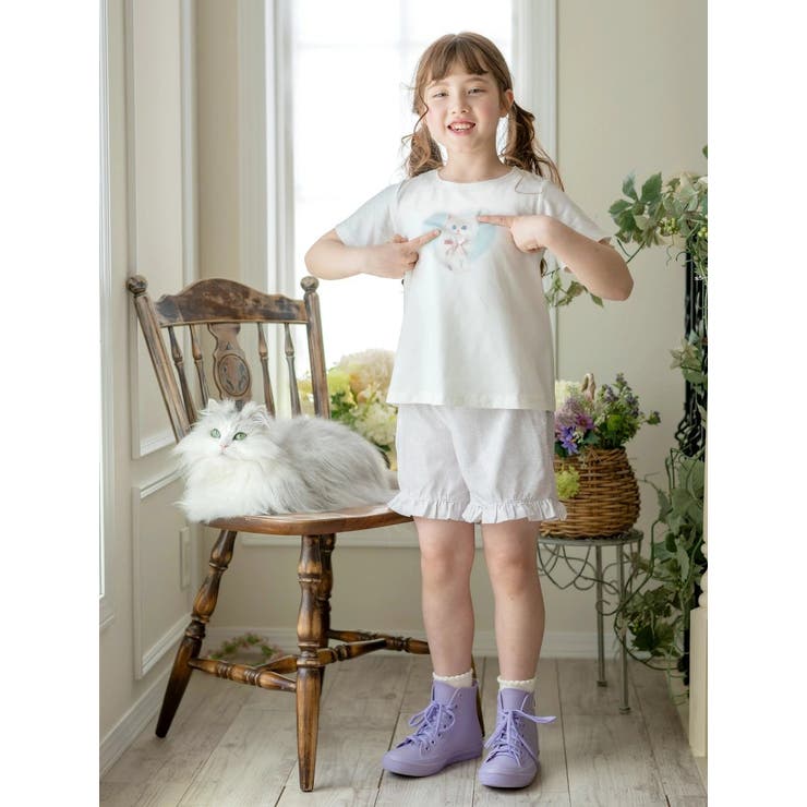 キッズ Tシャツ デコレーションプリント半袖Tシャツ 女の子 無地 白 | Catherine Cottage | 詳細画像4 