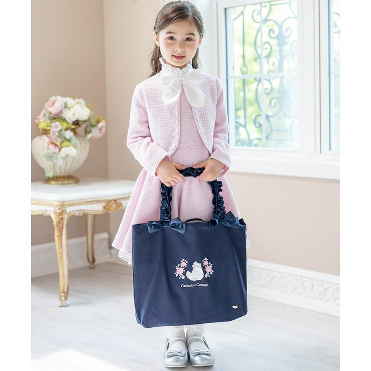 猫刺繍レッスンバッグ 女の子 おしゃれ[品番：CATK0003668
