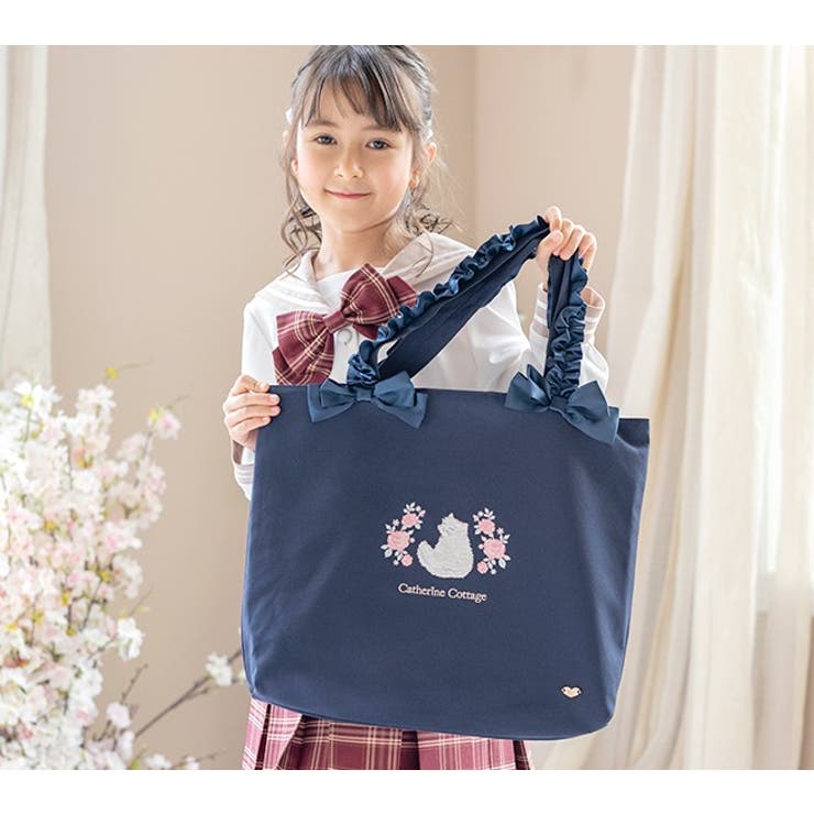 猫刺繍レッスンバッグ 女の子 おしゃれ[品番：CATK0003668]｜Catherine